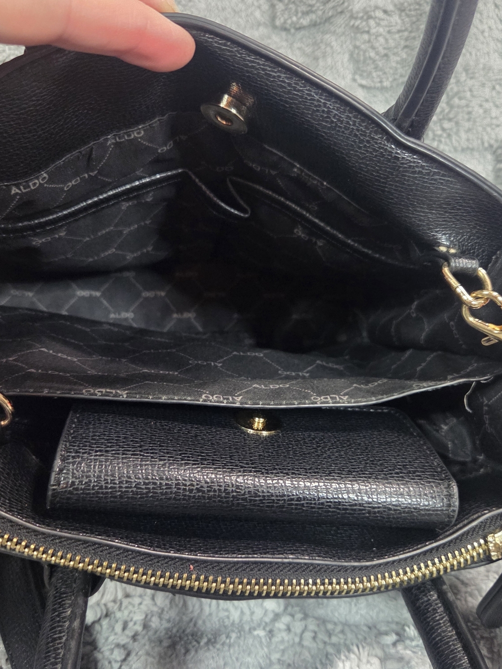 Aldo Black Crossbody Satchel with Gold-Tone Hardware - Picture 9 of 14